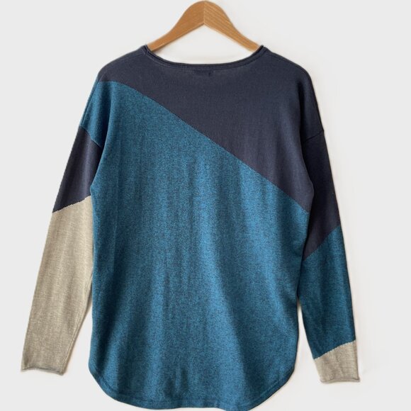Smartwool Shadow Pine Colorblock Merino Wool Sweater Blue - Picture 2 of 11